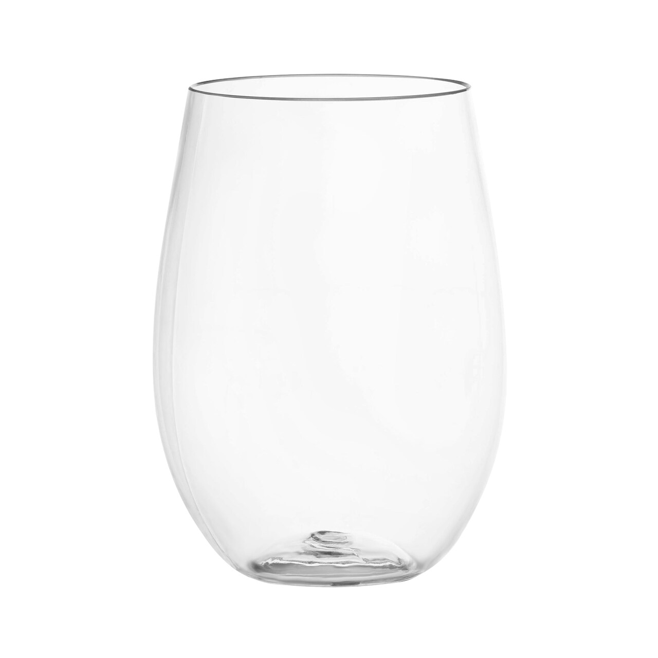 Clear Elegant Stemless Disposable Plastic Wine Glasses - 16 oz. (64 Glasses)